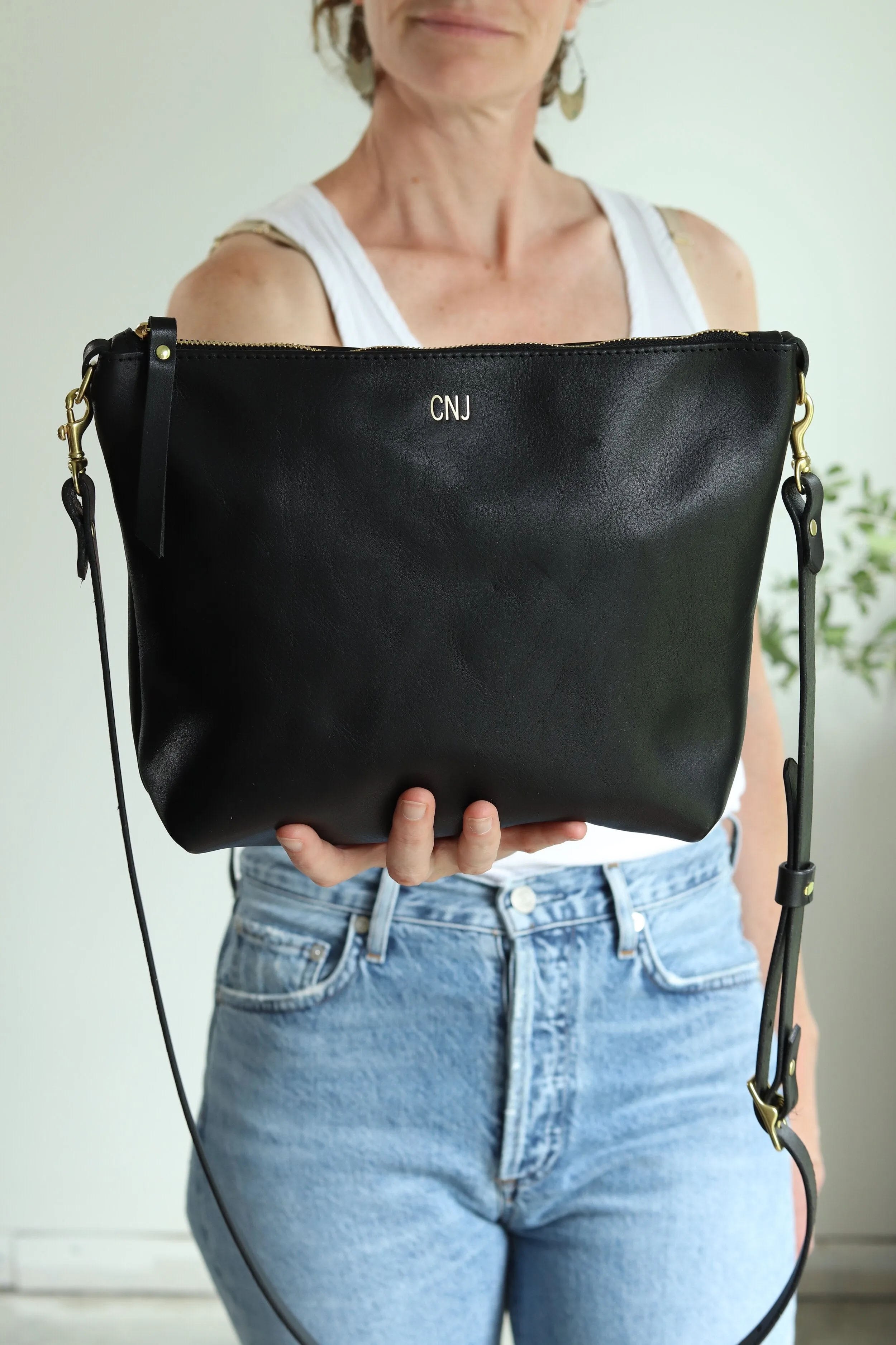 Seconds Sale Crossbody Bag with Monogram - Black Pebble