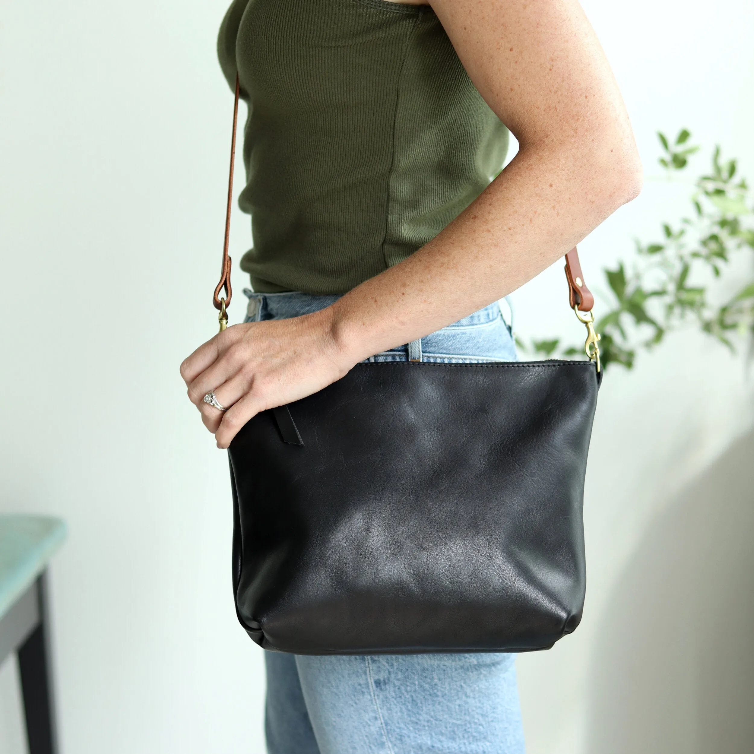 Seconds Sale Crossbody Bag with Monogram - Black Pebble