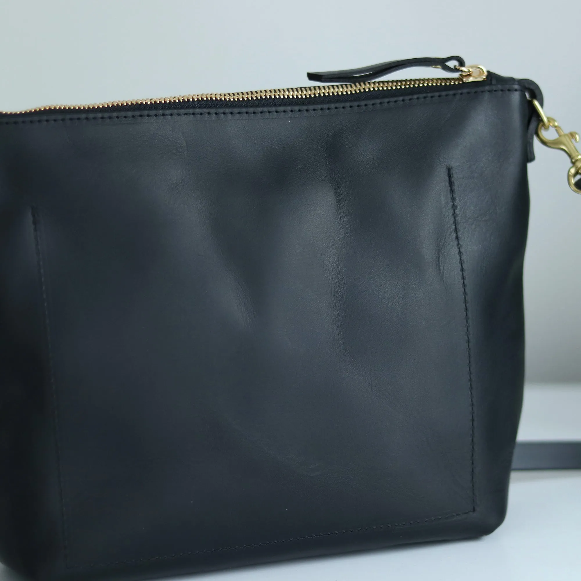 Seconds Sale - Leather Crossbody Bag with Monogram - Black