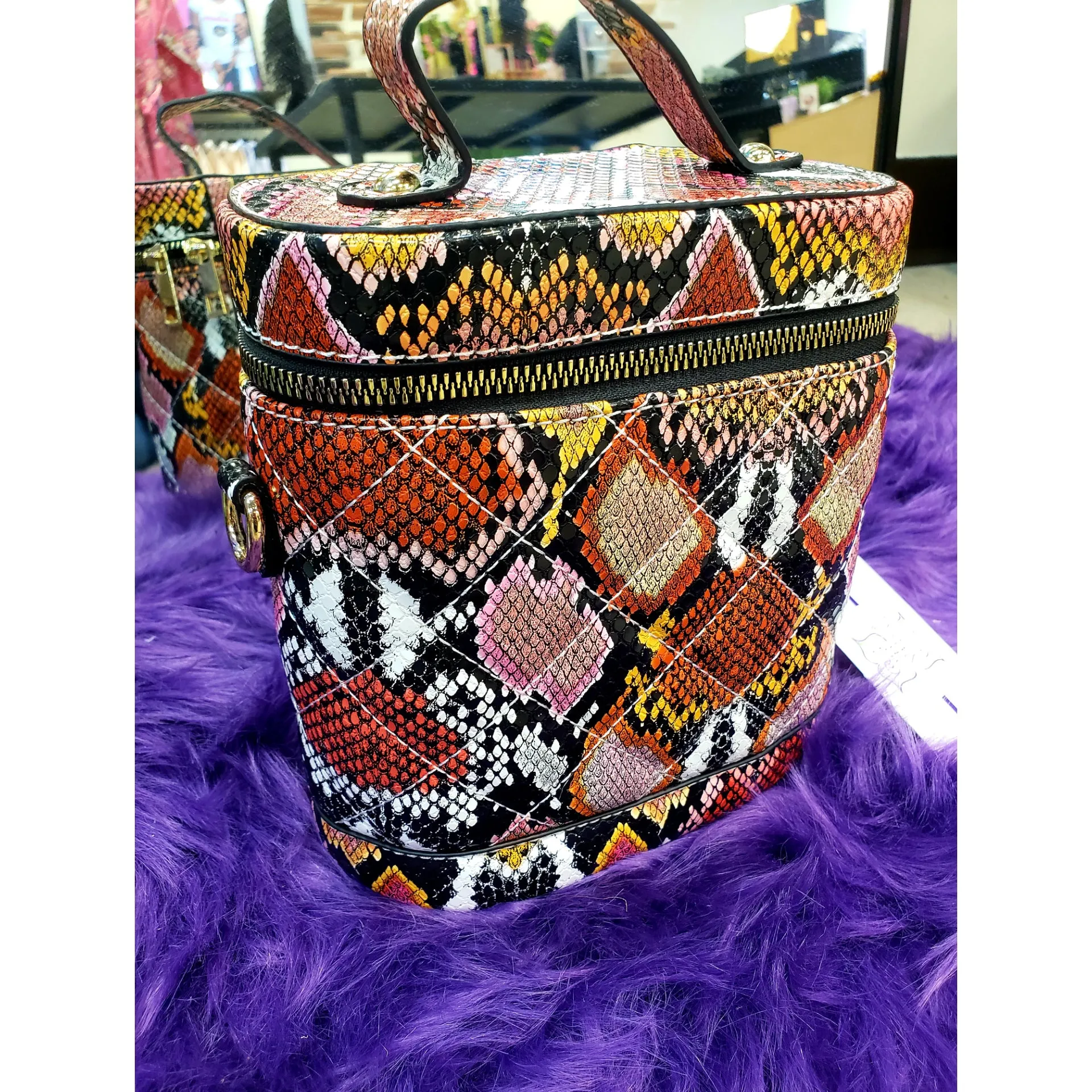 Snake Print Bucket Bag