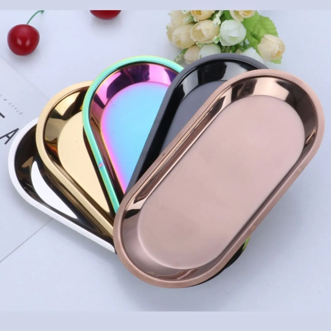 Stainless Steel Oval Tray (Towel, Small Dish Plate, Jewelries & Cosmetics)