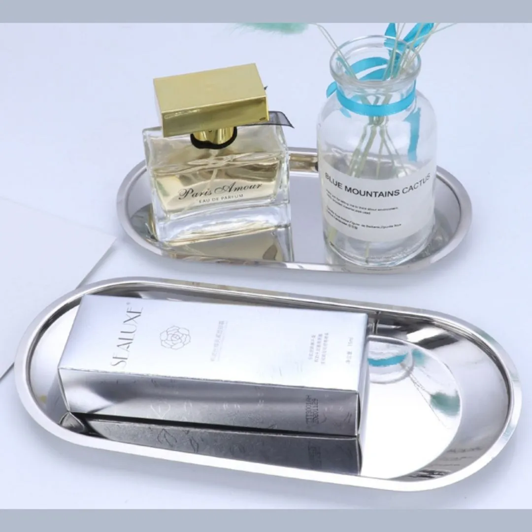 Stainless Steel Oval Tray (Towel, Small Dish Plate, Jewelries & Cosmetics)