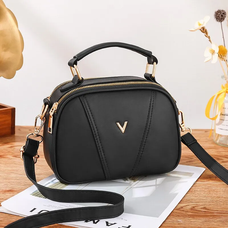 Summer New Crossbody Bag For Women Simple PU Shoulder Bag Small Round Bag Portable Handbags Female Leisure Purse Ladies Pouch