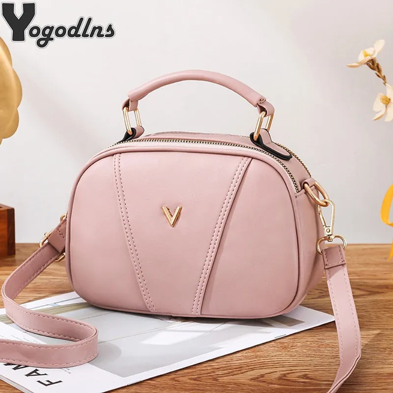 Summer New Crossbody Bag For Women Simple PU Shoulder Bag Small Round Bag Portable Handbags Female Leisure Purse Ladies Pouch