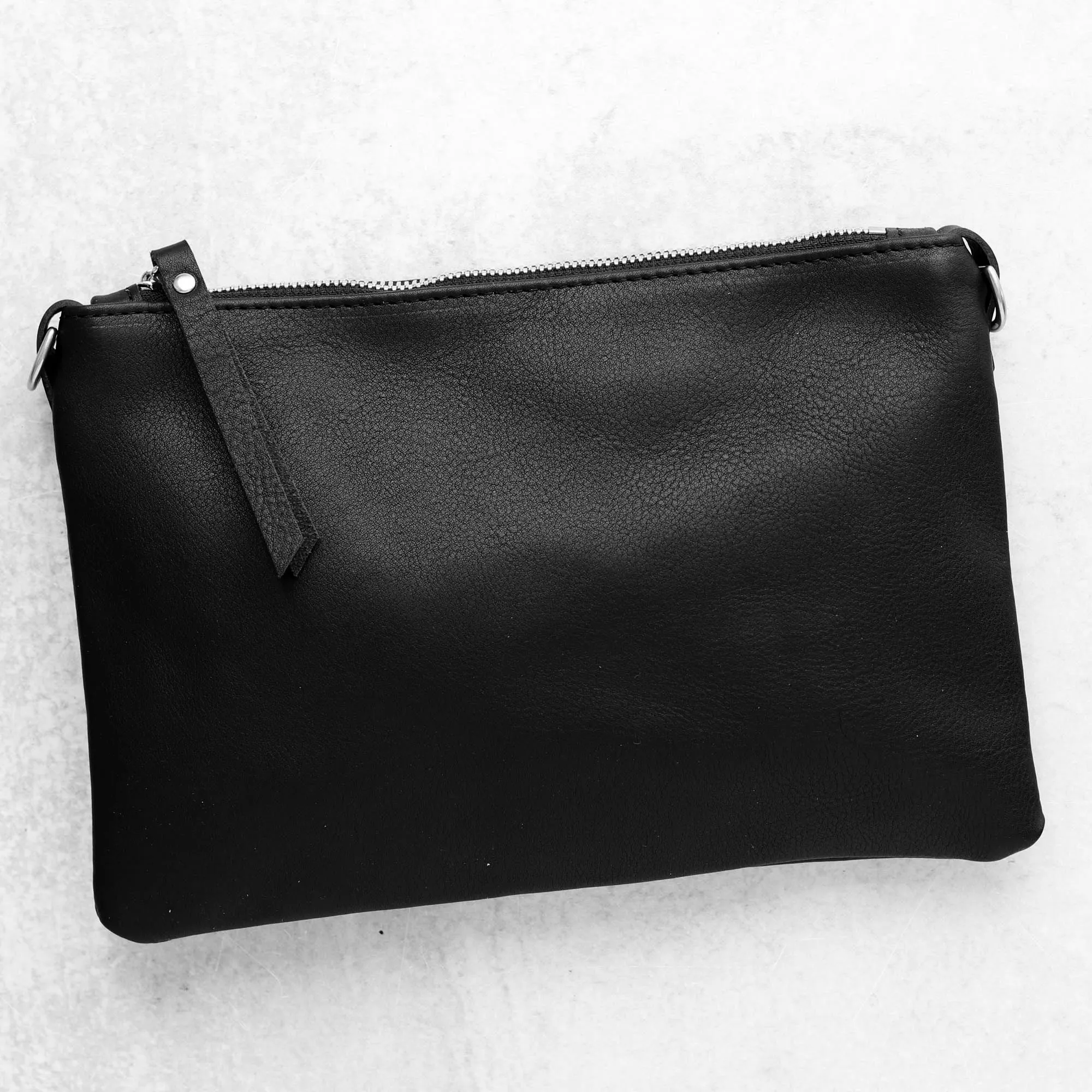 Summer Seconds Sale - Small Leather Crossbody Clutch Bag - Black Pebble No. 5