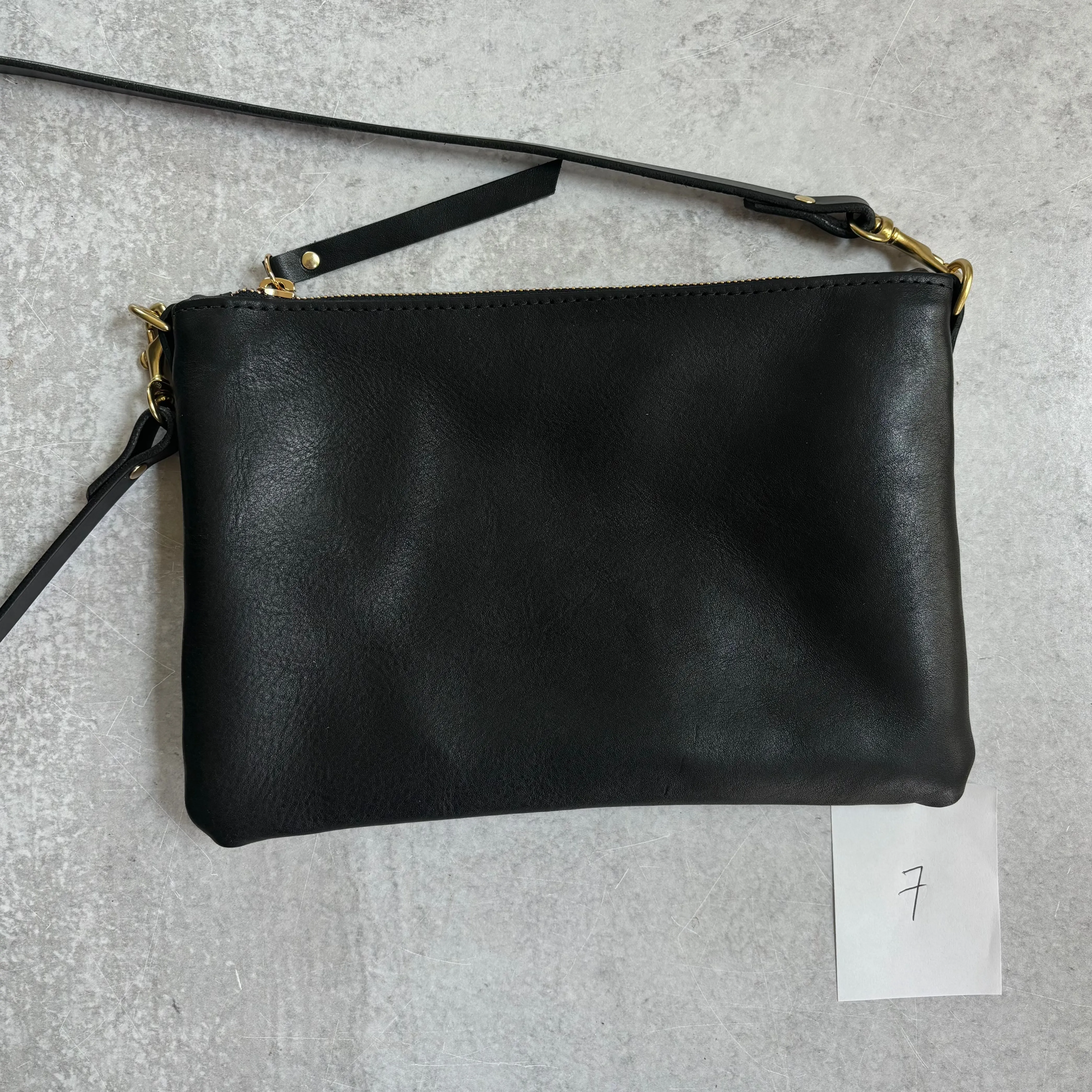 Summer Seconds Sale - Small Leather Crossbody Clutch Bag - Black Pebble No. 7