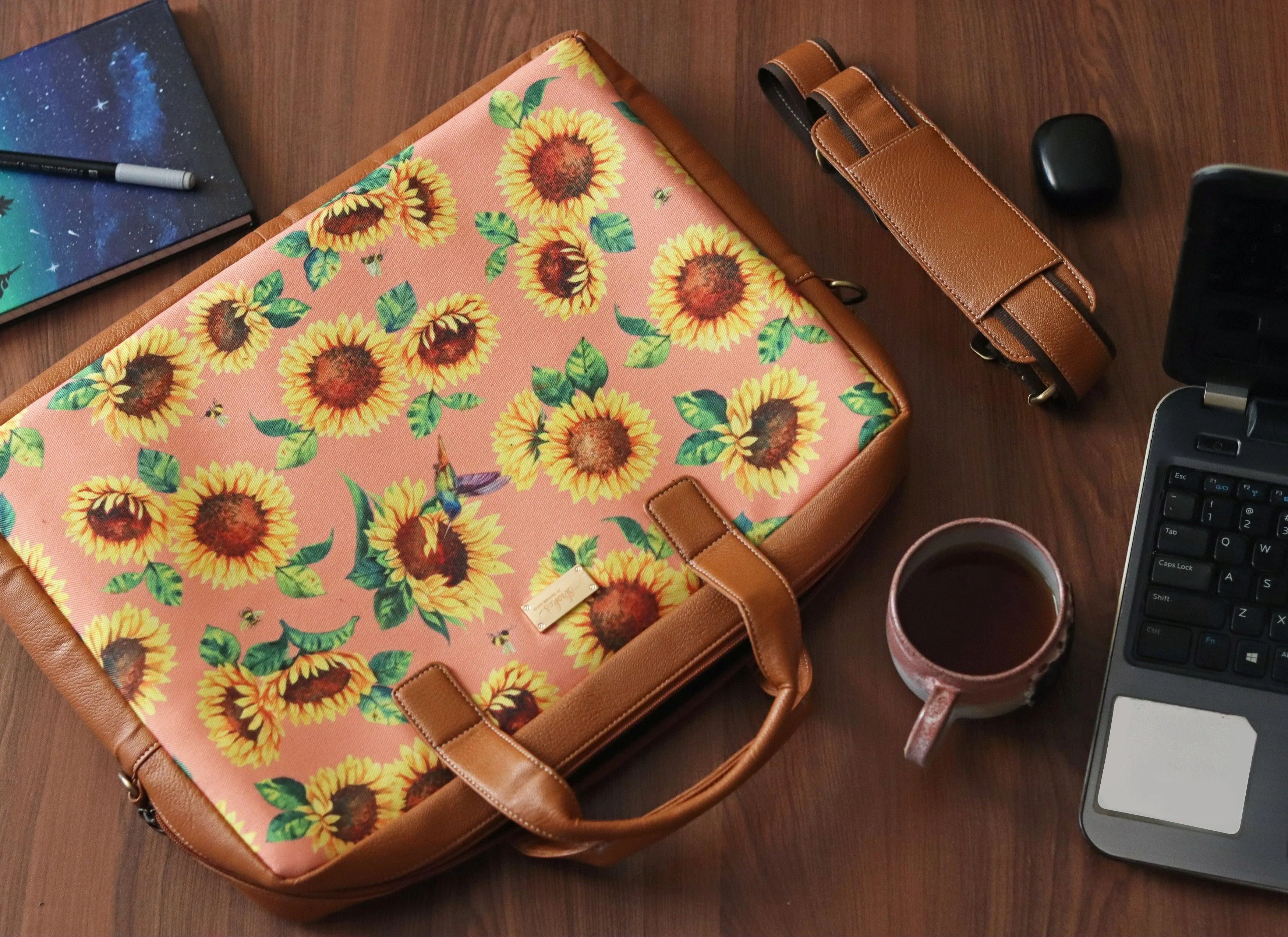 Sunflower Field Peach Women's Laptop Bag