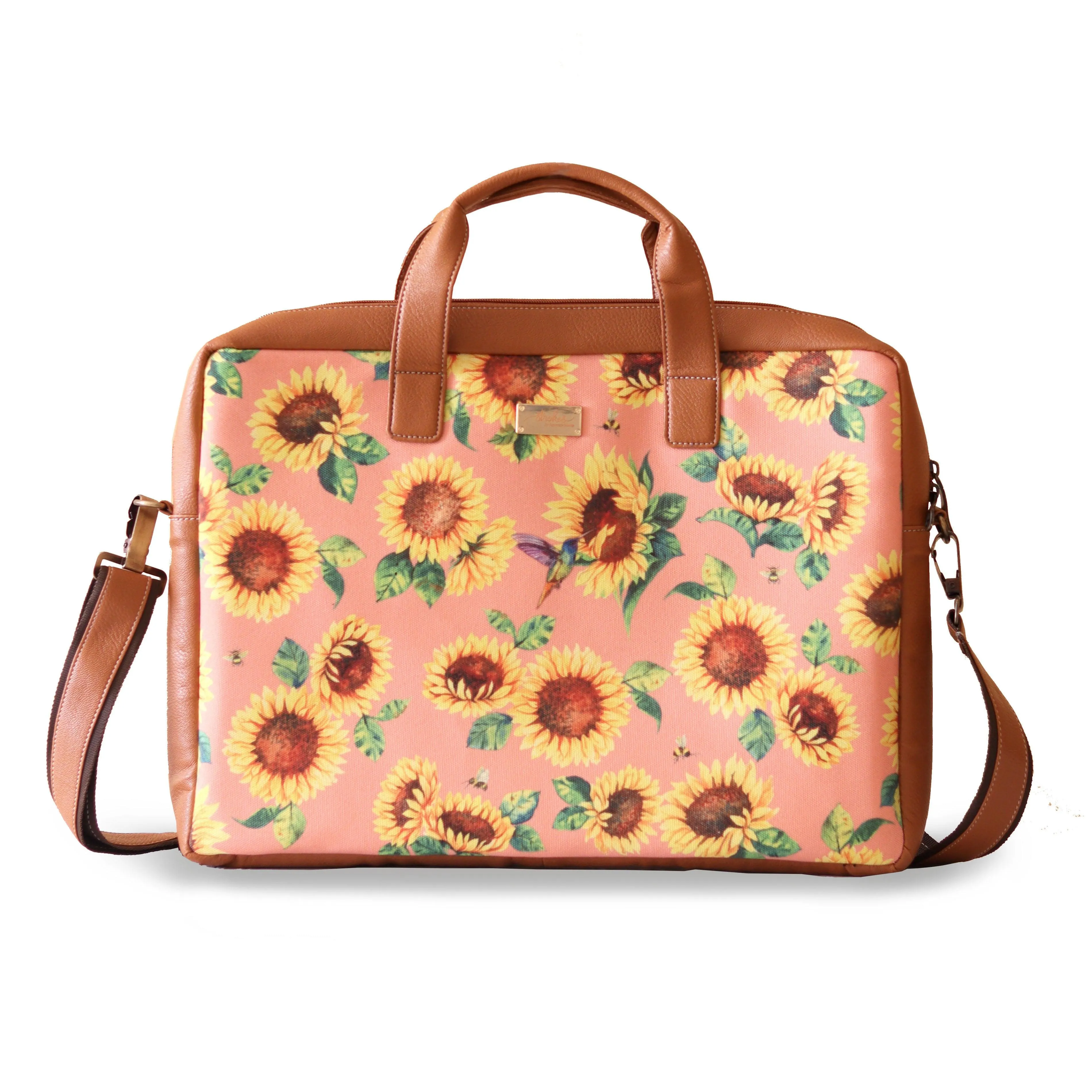 Sunflower Field Peach Women's Laptop Bag