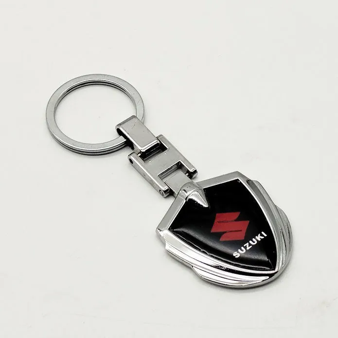 Suzuki Metal Keychain Keyring - Black And Chrome