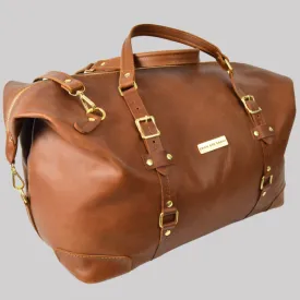 The Covet Genuine Leather Duffel - Warm Tan