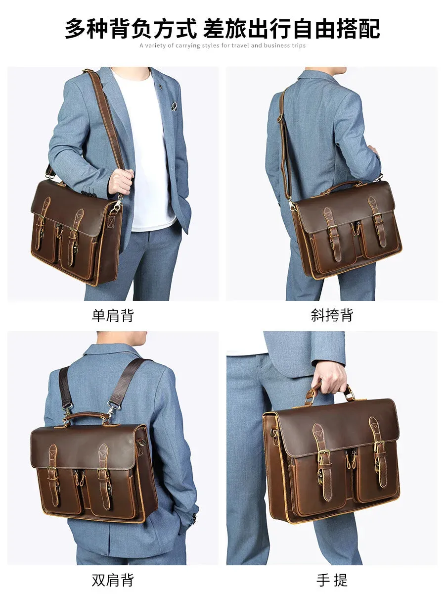 Vintage Leather Briefcase - Timeless Elegance and Durability