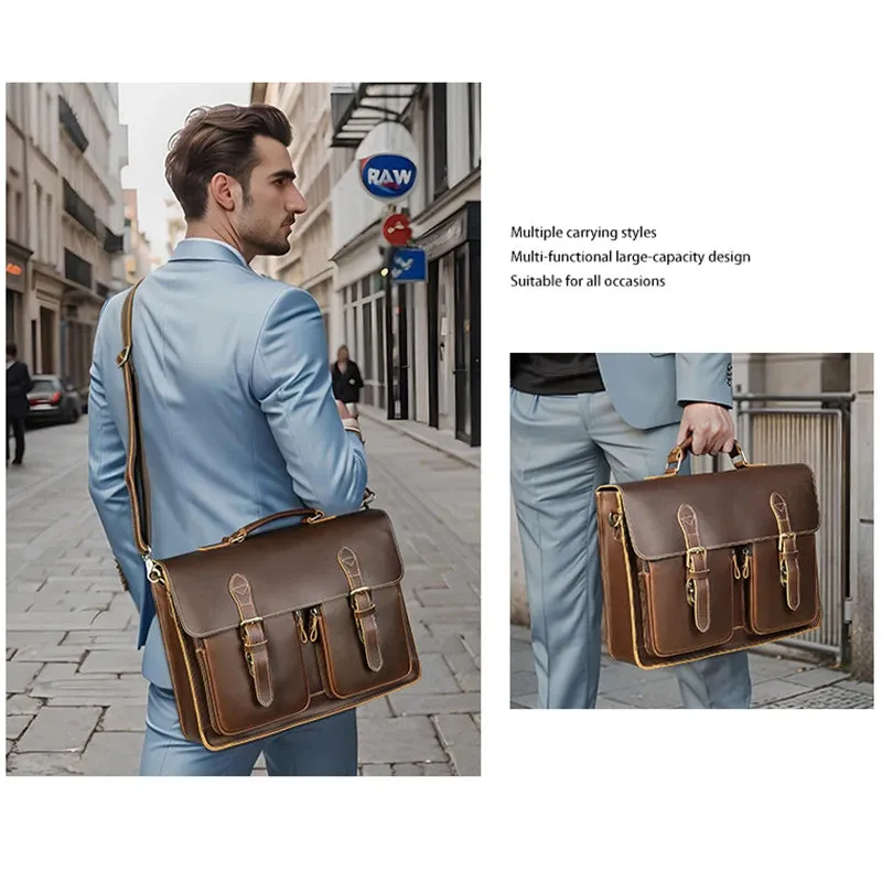 Vintage Leather Briefcase - Timeless Elegance and Durability