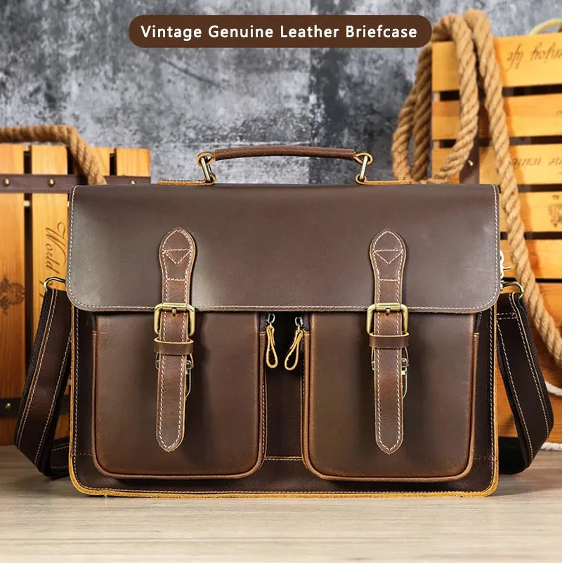 Vintage Leather Briefcase - Timeless Elegance and Durability