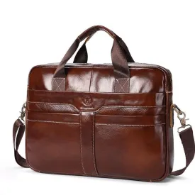 West Louis™ Shiny Cow Leather Business Men Briefcase