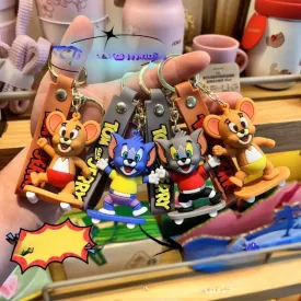 Wholesale Cartoon Anime Cat and Mouse Skateboard Keychains JDC-KC-Biaopan004