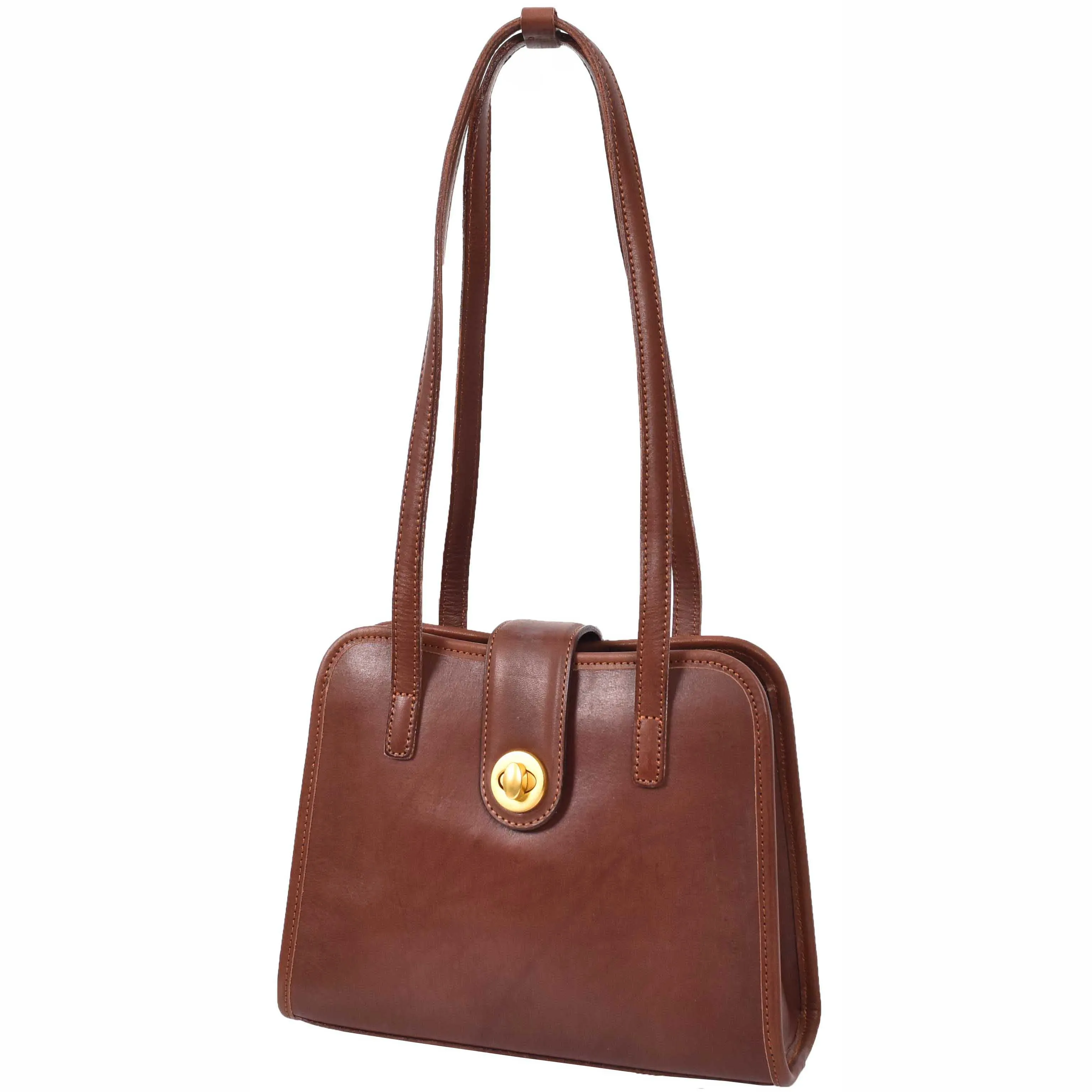 Womens Tote Leather Bag Small Size Trendy Handbag HOL833 Brown