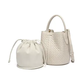 Woven Bucket Bag in Sheepskin Leather