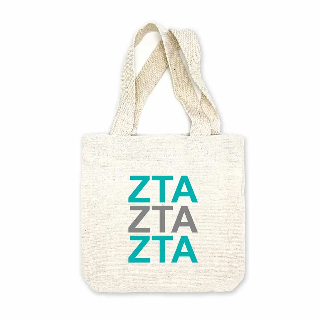 Zeta Tau Alpha Sorority Greek Letters Mini Tote Gift Bag