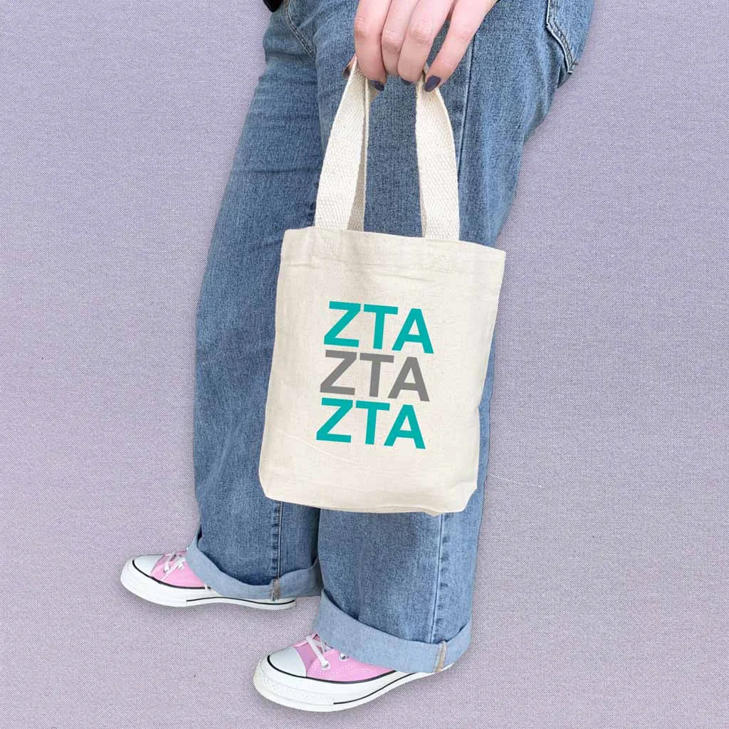 Zeta Tau Alpha Sorority Greek Letters Mini Tote Gift Bag